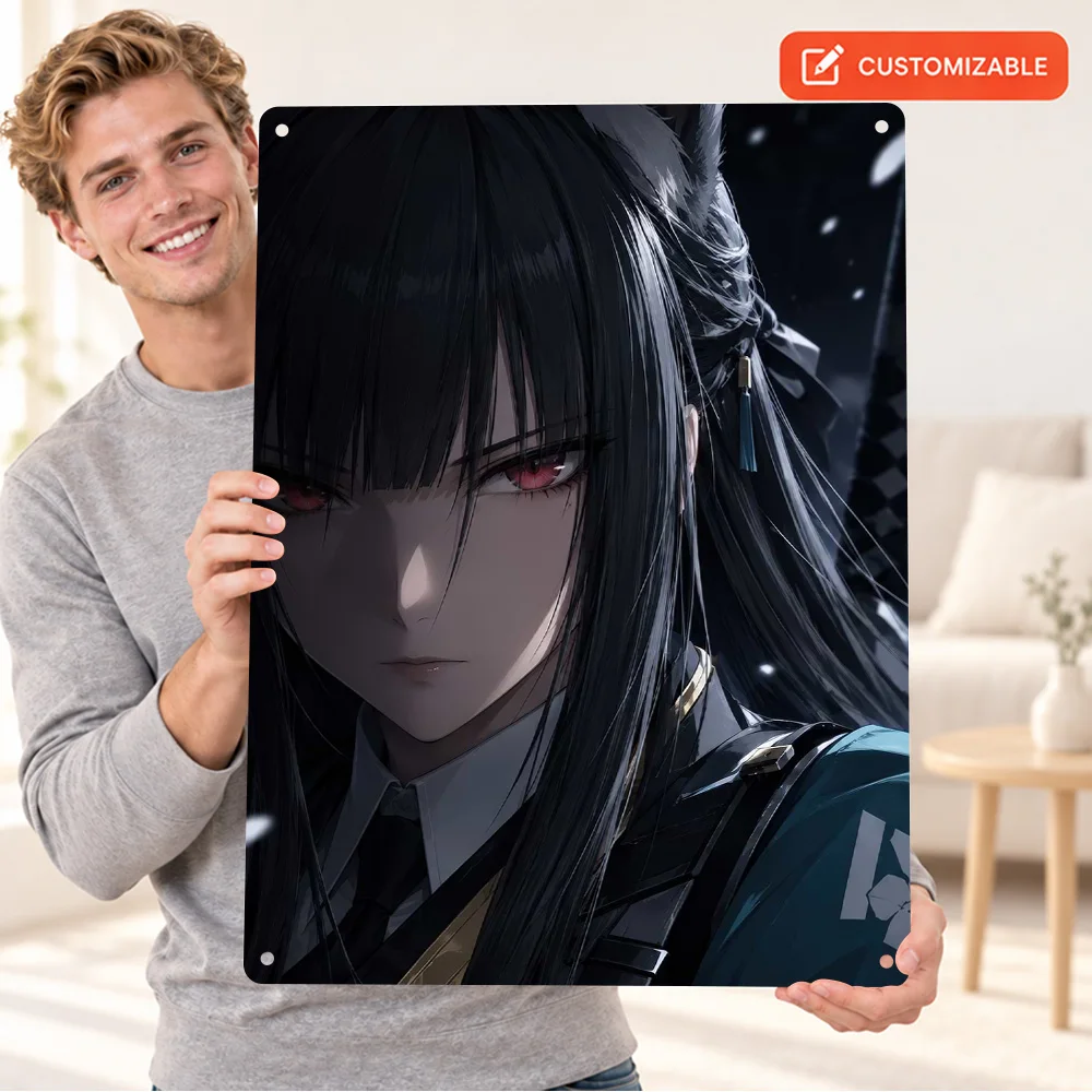 Hoshimi Miyabi Close Up Portrait ZZZ Aluminum Poster Customized Metal Sign Digital Anime Illustration Wall Art For Game Room