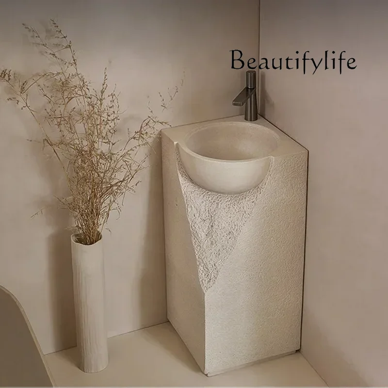 

Minimalist High Quality Creative Pedestal Basin Floor-Standing Integrated Art Sink Stone Modern Wash up Sink