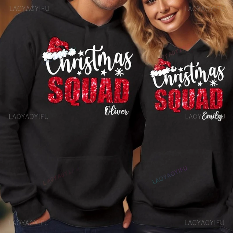 Lovers' clothes Christmas Squad Hoodie Custom Family Matching Xmas Sweater Christmas Elf Sweatshirt Long Sleeve Sports Wear