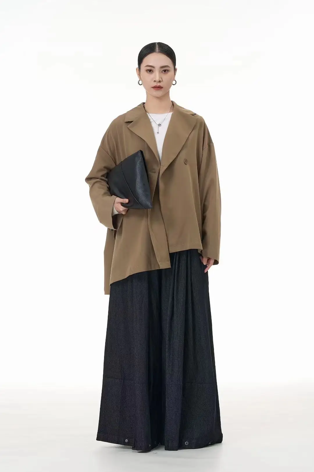 

SuperAen Summer 2026 New Style Black Fungus V-neck Design Patchwork Loose Shirt Sweet Fashion Shirts