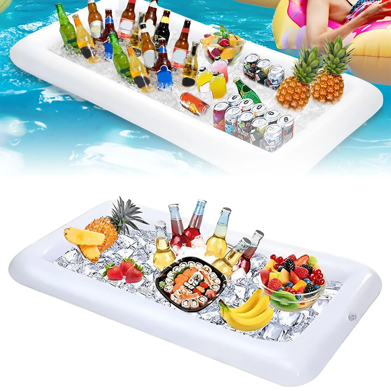 Water Inflatable Floating Tray Portable Size Large Capacity Drink Float Tray Suitable for Summer Pool Party