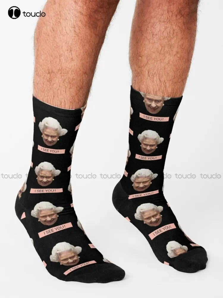 Queen Elizabeth See You Design Rip Queen Elizabeth Socks Sock Personalized Custom Unisex Adult Teen Youth Socks Custom Gift Art