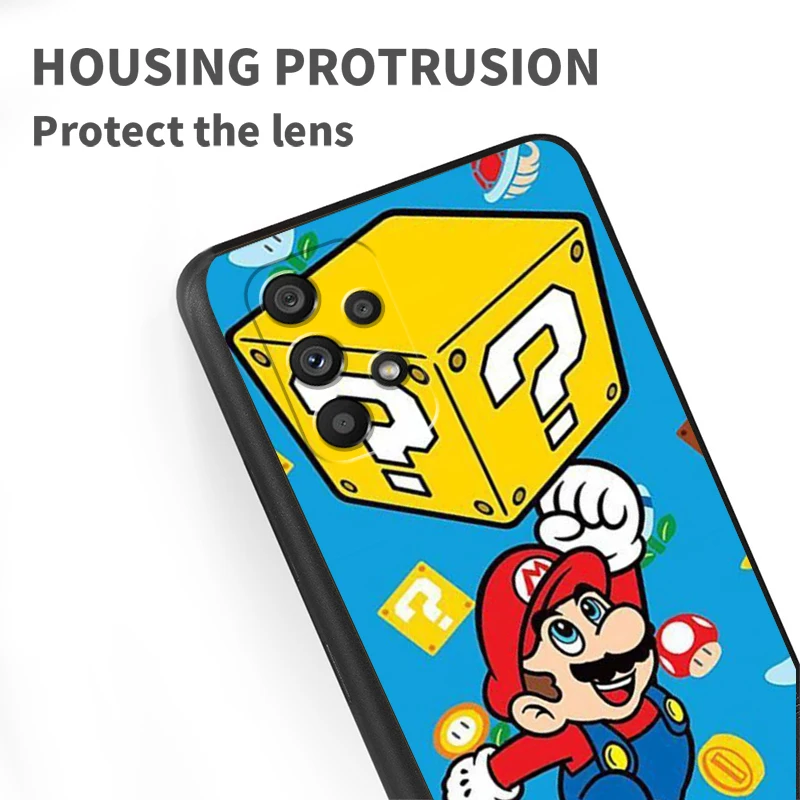 Cartoon Game Super M-Marios For Samsung A53 A52 A33 A32 A51 A71 A21S A13 A73 A50 A22 A23 A03 A72 A54 A12 5G Black Back