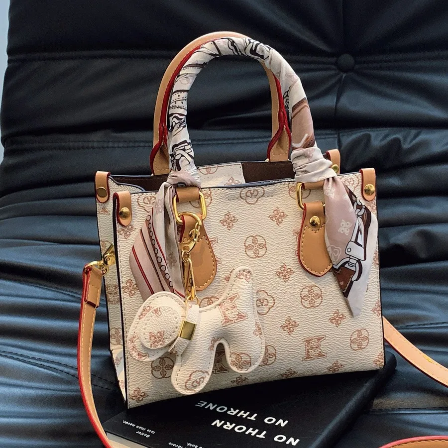 

2025Vintage Print Square Bag for Women Adjustable Crossbody Strap Shoulder Purse with Top Handle Niche Designer Day to Night Bag