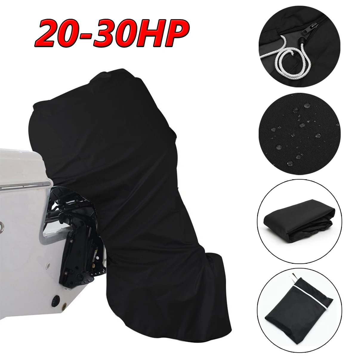 420D/600D 20-30HP Full Outboard Motor Engine Boat Cover Black Waterproof Anti-scratch Heavy Duty Outboard Engine Protector