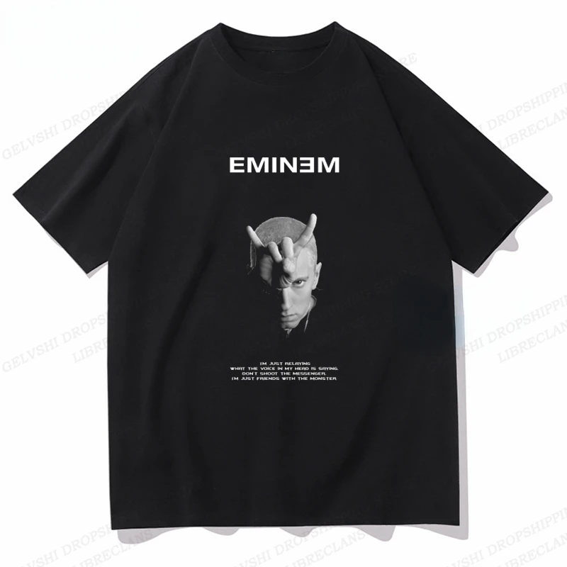 Summer Eminem T Shirt Men Fashion T-shirt women Cotton oversized Tshirt boy Hip Hop Top Tee Y2k Camiseta Clothes Rapper футболка