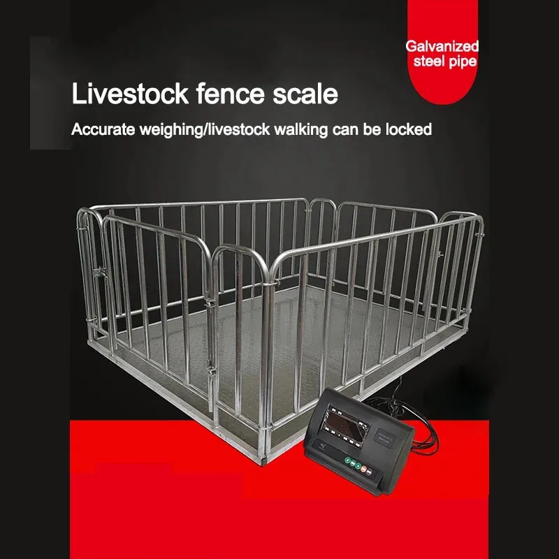 0.75×1.5M 3 Ton High Precision Digital Livestock Weighbridge with Fence, Anti-Shake Industrial Electronic Floor Scale