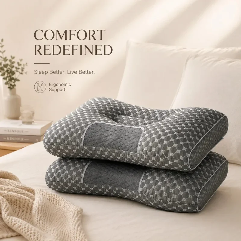 New Water Cube Pillow Breathable Cervical Spine Support Sleep Aid Home Office Dorm Non Collapse