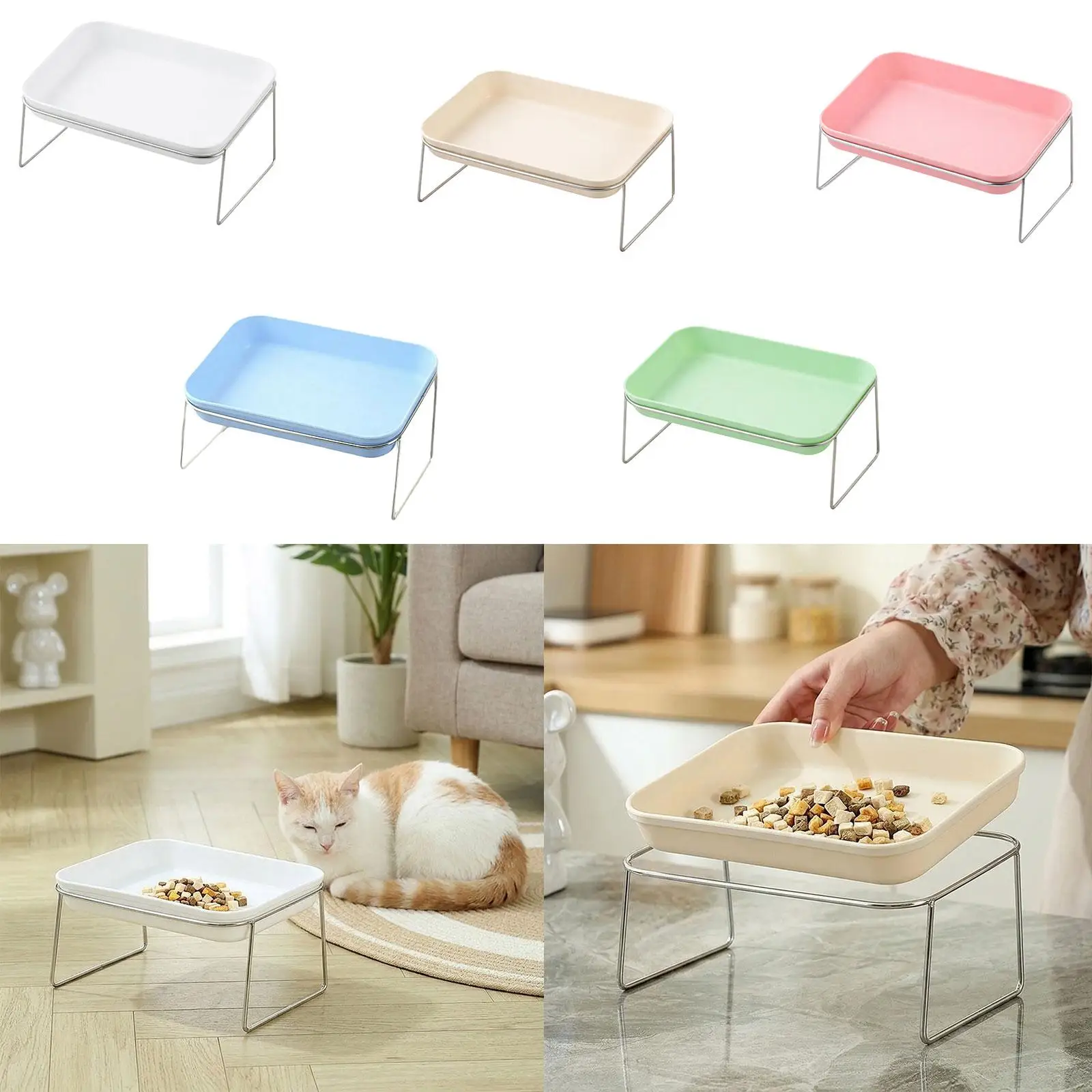 Gamelle surélevée détachable pour chiens et chats, en acier inoxydable, facile à nettoyer, inclinée à 15 degrés, pour chiots et chatons