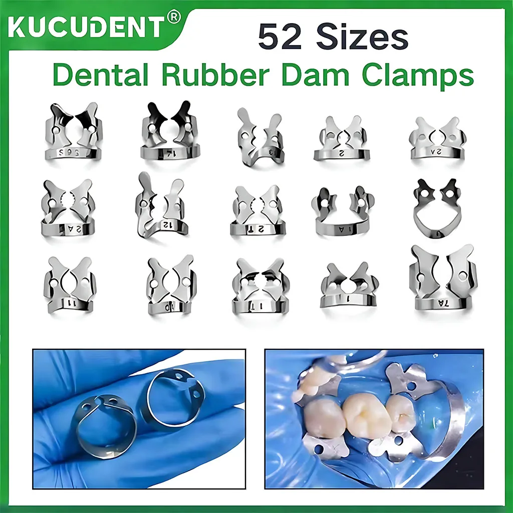 

1Pc Stainless Steel Dental Rubber Dam Clamps Barrier Clip Endodontic Restorative Dam Clips Dentist Orthodontic Material 50Sizes