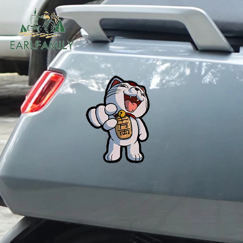 EARLFAMILY for Anime Turbo Granny Car Stickers Amusing Cartoon Cat Surfboard Decals Nice Waterproof Vinyl Car Door Protector