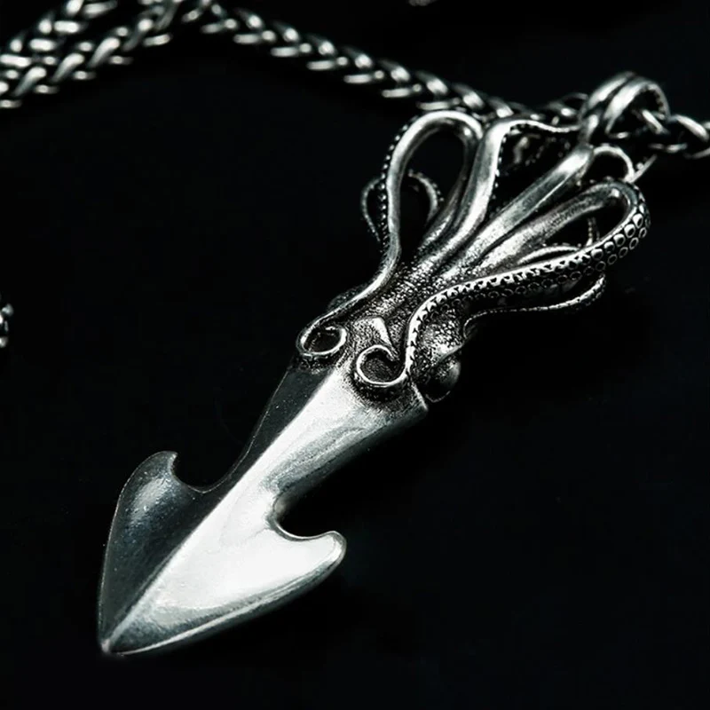 الإبداعية الرجعية الأخطبوط قلادة للرجال وسيم شخصية العصرية التايلاندية الفضة سترة سلسلة القلائد زوجين هدية KOFSAC