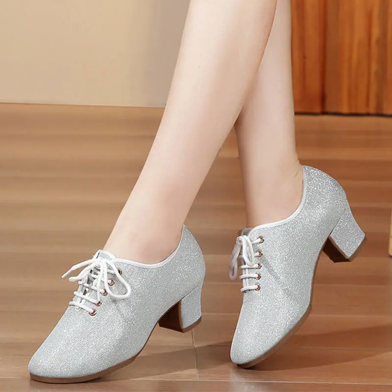 Women Latin Dance Shoes Salsa Jazz Dancing Shoe Woman Adult Girl Ballroom High Heels Female Training Modern Tango Dance Sneakers