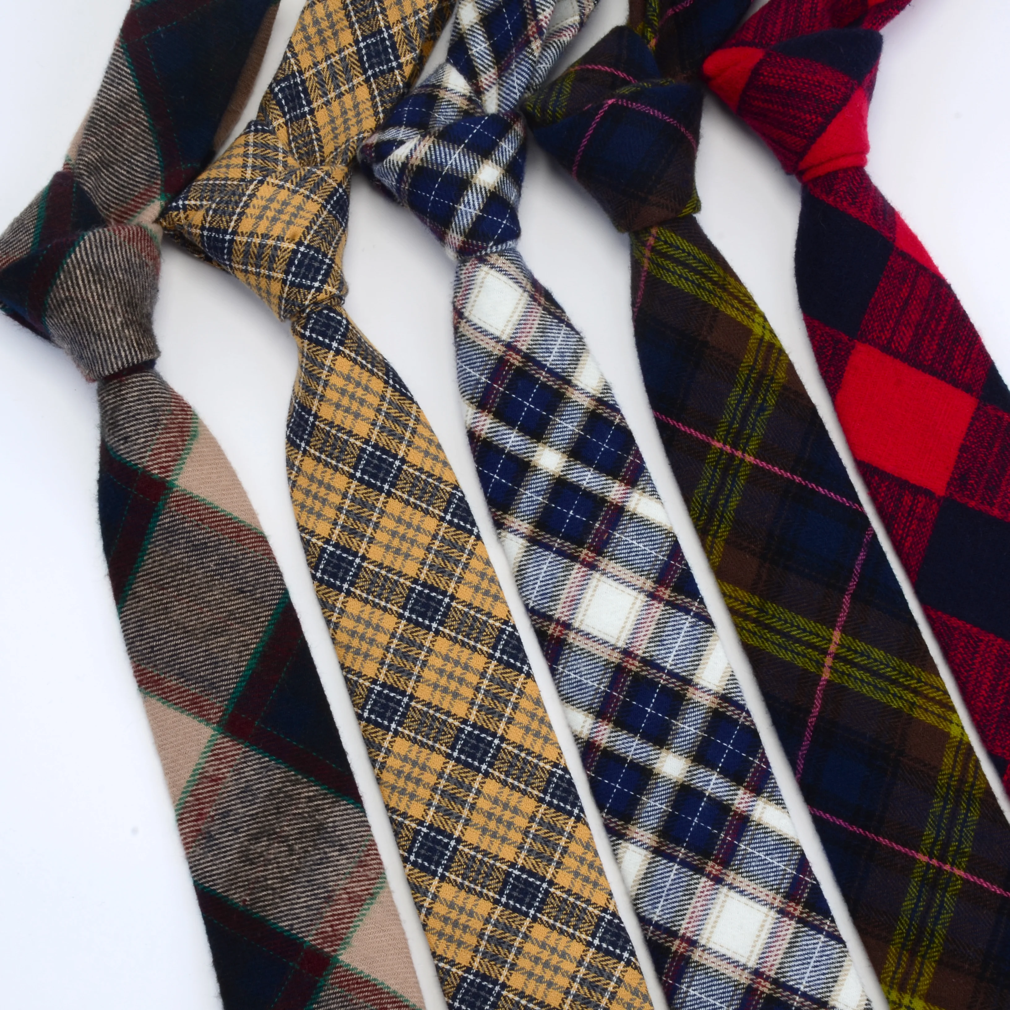 

Classic 6CM Cotton Tie Plaid Necktie for men Red Green Yellow Wedding Office Party Gift Accessories Slim Tie