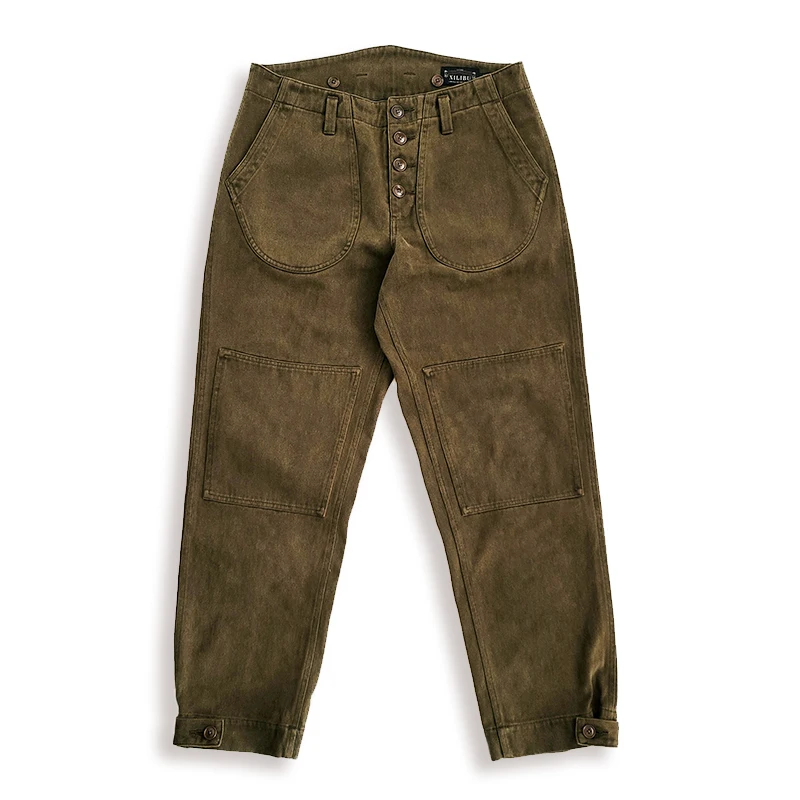 Cargo Pants for Men Loose Mid-Waist Green Coffee Pencil Pants Vintage Safari Workwear Designer Clothes Streetwear