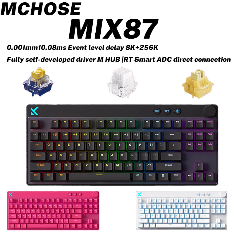 

MCHOSE MIX87 Магнитная клавиатура с переключателем Проводная игровая клавиатура 8K + 256K Esport 0,08 мс Низкая задержка Аксессуары для киберспорта на заказ геймерские аксессуары