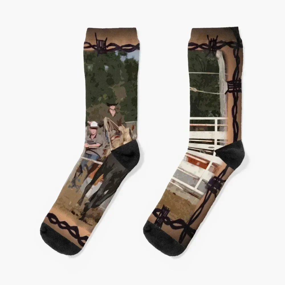 

RODEO ROPING, ROPING HORSE, WORKING HORSE Socks floral sport Ladies Socks Men's