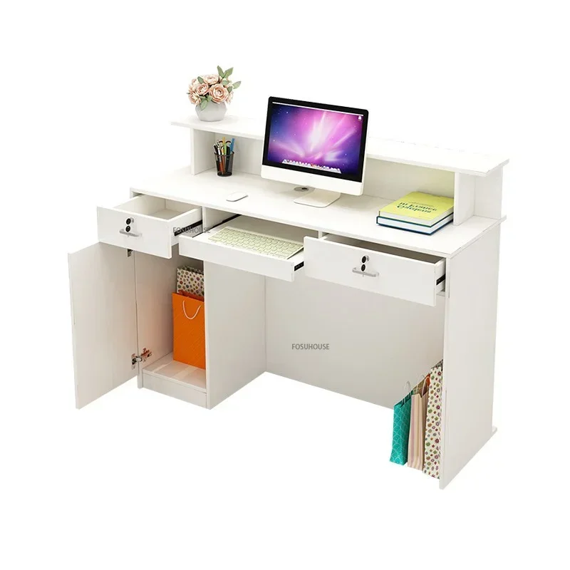 Modern Reception Desk Luxury Front Desk Office Furniture  Simple Design Clothing Store Counter Wood-based Panel Reception Desks