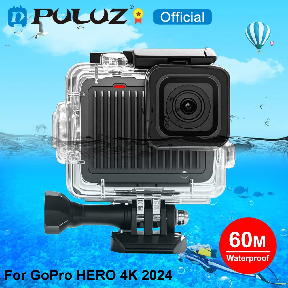 Image of PULUZ 60 m/196 Fuß wasserdichte Gehäuseschutzhülle mit Schnalle, Basic-Halterung und Schraube für GoPro HERO 4K 2024 Tauchgehäuse-Abdeckung
