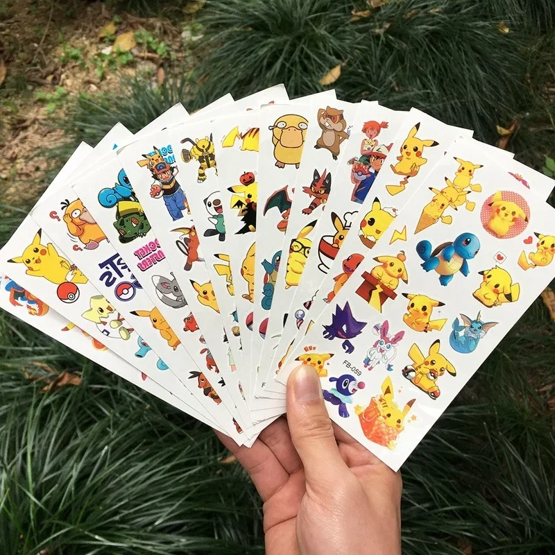 12pcs/bag Pokemon Tattoo Stickers Waterproof Cute Pikachu Sticker Funny Cartoon Kids Girls Christmas Birthday Gift Reward Toy