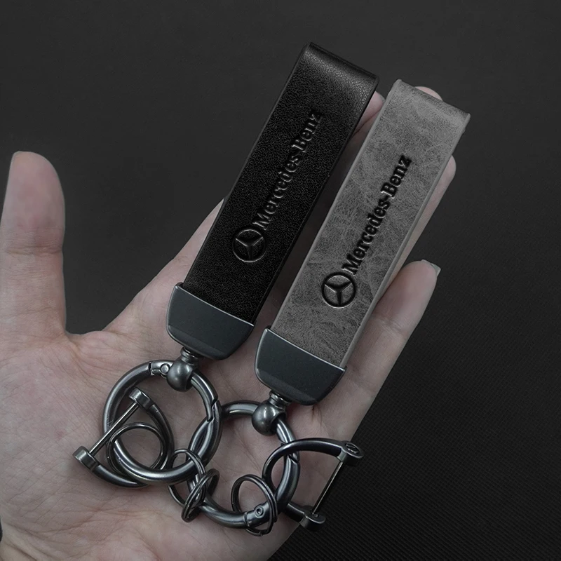 Zinc Alloy Car Logo Vintage Leather Keychain Key Ring For Mercedes Benz AMG Smart W205 C300 W203 W206 W108 W124 W126 W140 W168 view 6