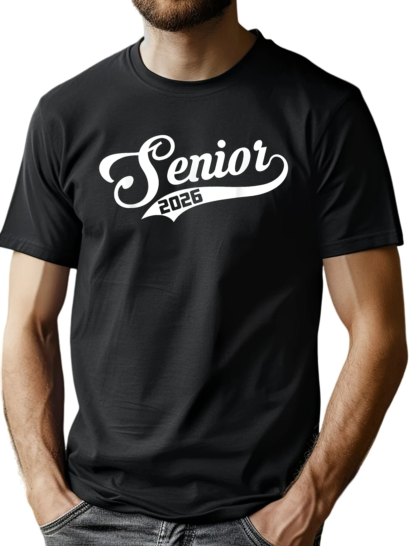 

Men's "Senior 2026" Graphic T-Shirt - Stylish black design with a smooth "Senior" lettering and a striking year; a luxurious top