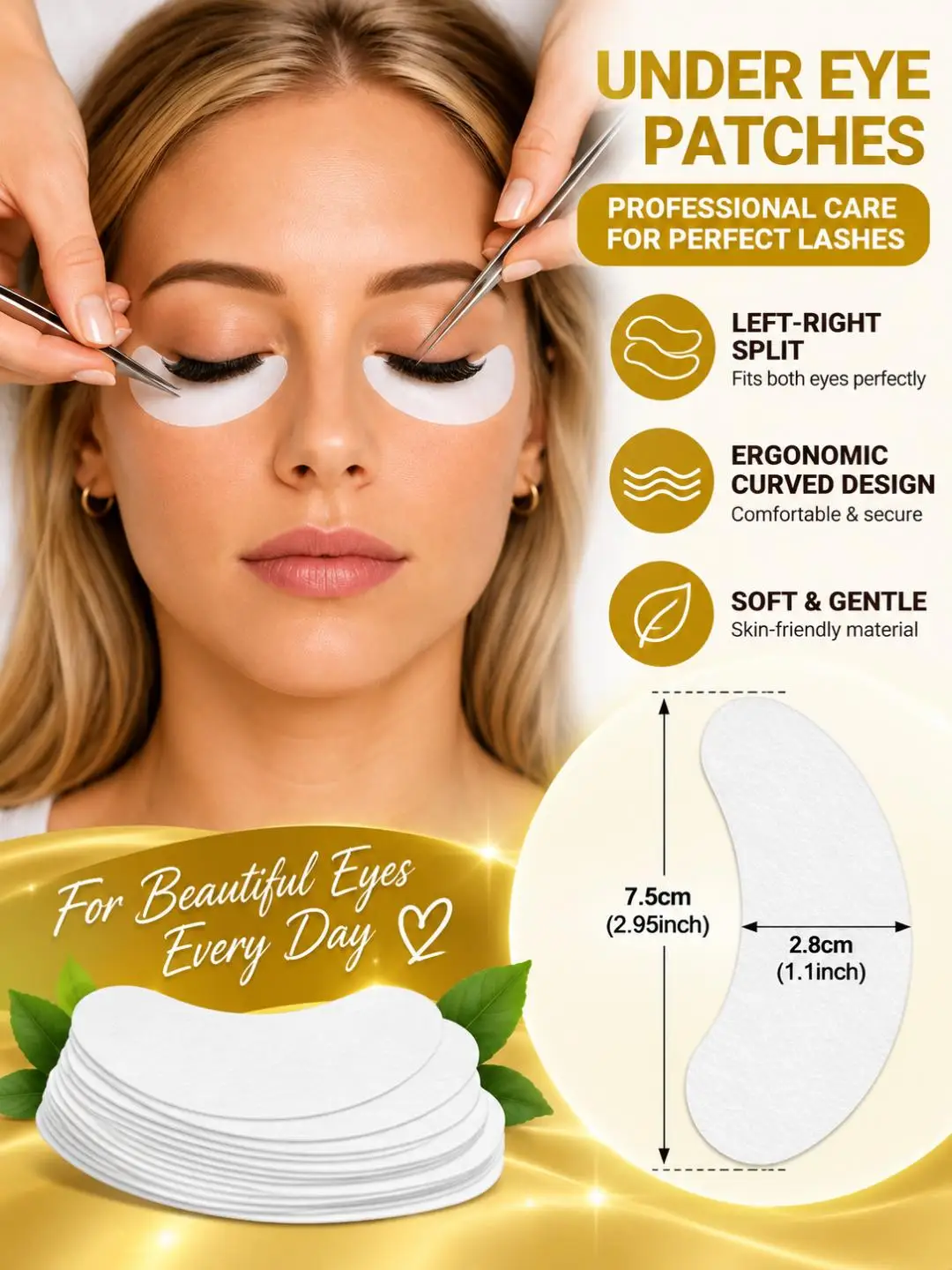 100 Pairs Hydrogel Eye Patches Individually Wrapped Low Hypoallergenic Gel Eye Patches for Lash Extensions Lash Lift and Tinting