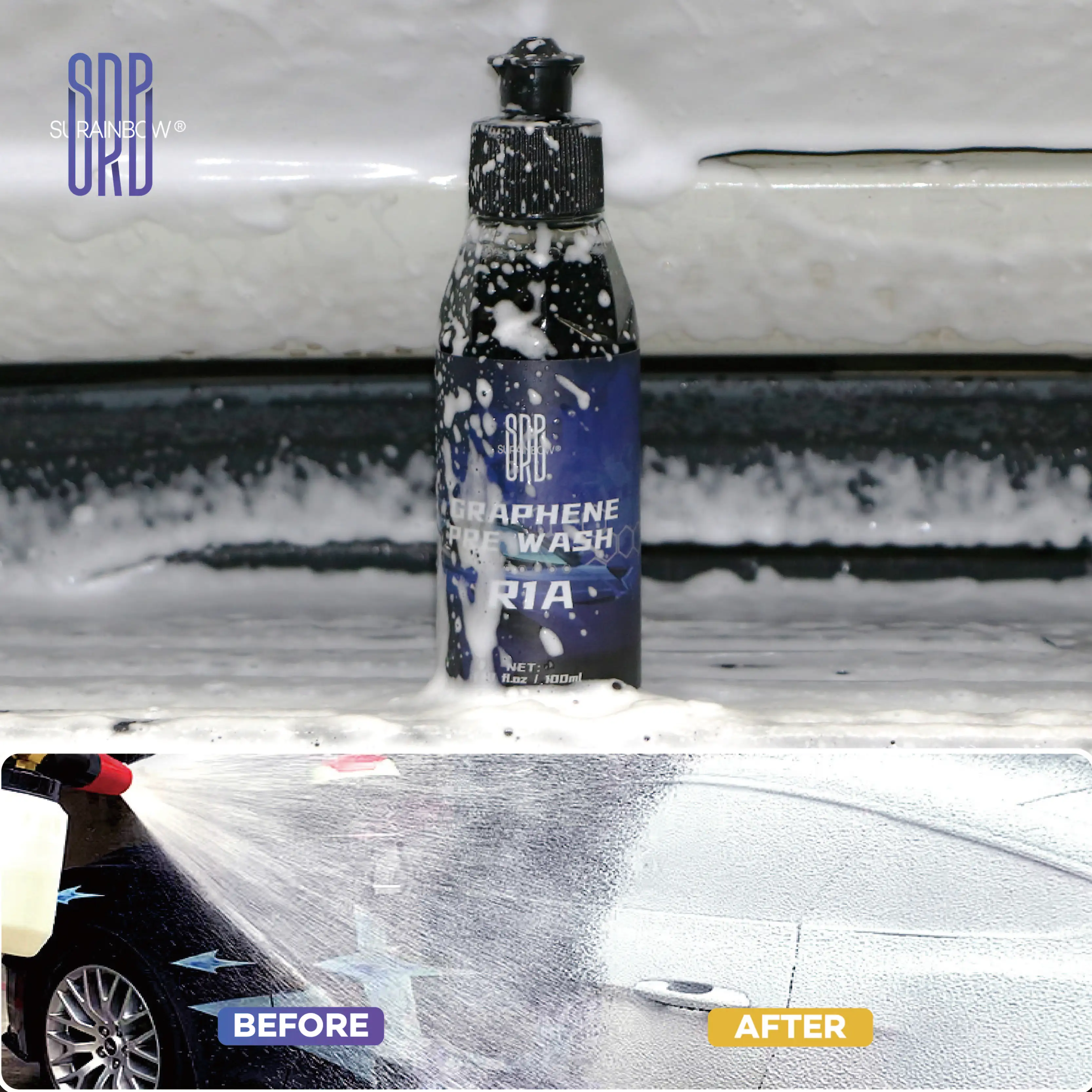 Graphene Shampoo - Ceramic Coating Infused Car Wash Soap - Powerful Cleaner & Protection In One Step - High Suds For Foam Cannon