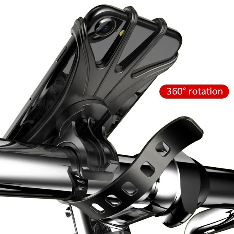 Universal Bicycle Mobile Phone Holder Rotating Silicone Bicycle Phone Holder Motorcycle Handlebar Holder For 4.0-6.0 Inch Phone