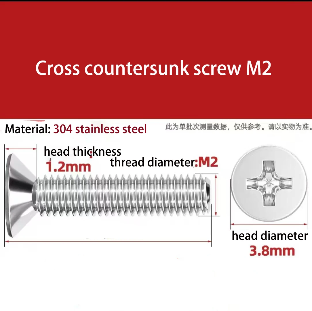 M2 M2,5 M3M3,5 M4 Kreuzschlitz-Phillips-Flachsenkkopfschraube Bolzen 304 A2-70 Edelstahl GB819 – Detail 7