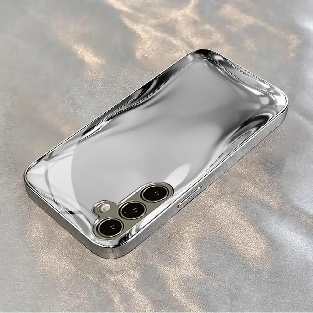 Minimalistisches Flüssigglas-Handycase für Samsung S26 S25 S24 Ultra S23 S22 S21 Plus FE Glänzende Stoßfeste Rückabdeckung