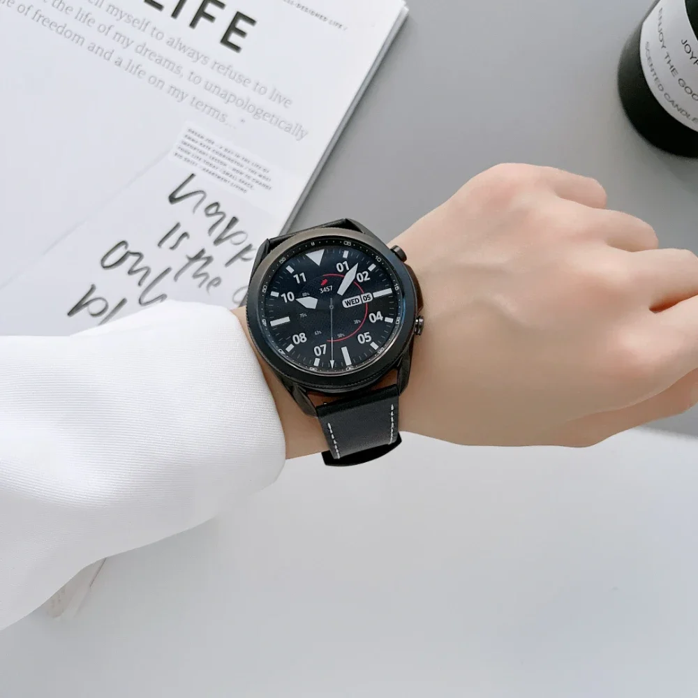 20mm 22mm Leather Strap for Samsung Galaxy Watch 3/4/5/6/Gear S3 Bracelet for Huawei Watch GT 4 3 2 Pro/Amazfit GTR/Stratos Belt