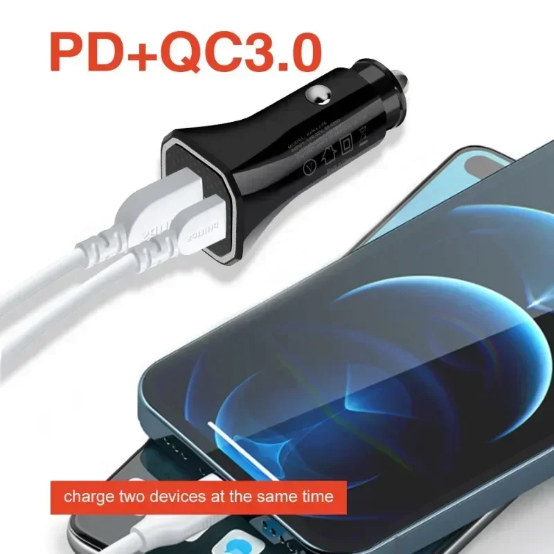 

12W Car Charger PD+USB Dual Port Car Mobile Phone Car Charger 2.4A Dual Port