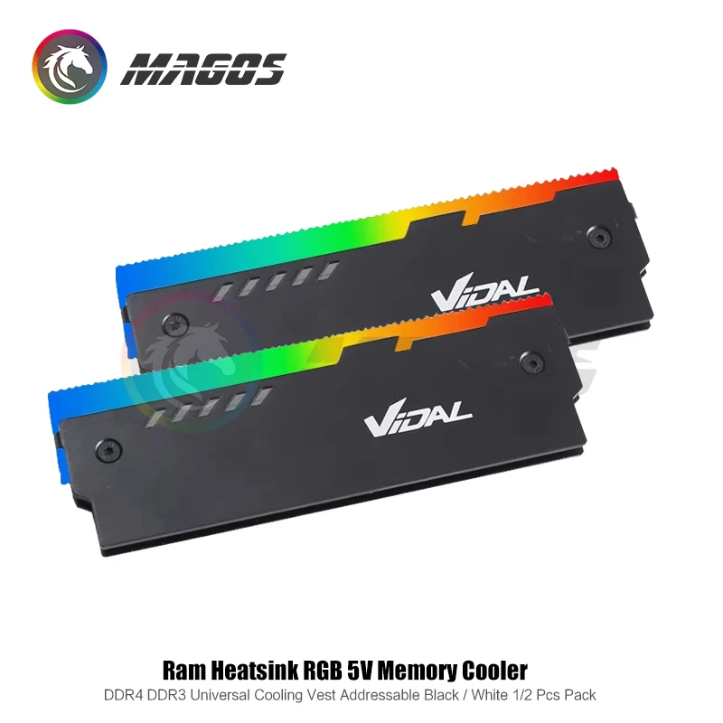 RAM 쉘 라디에이터 RGB DDR4 DDR3 범용 방열판 메모리 조끼 ARGB 5V AURA 주소 지정 가능 블랙 화이트 1/2 개 팩