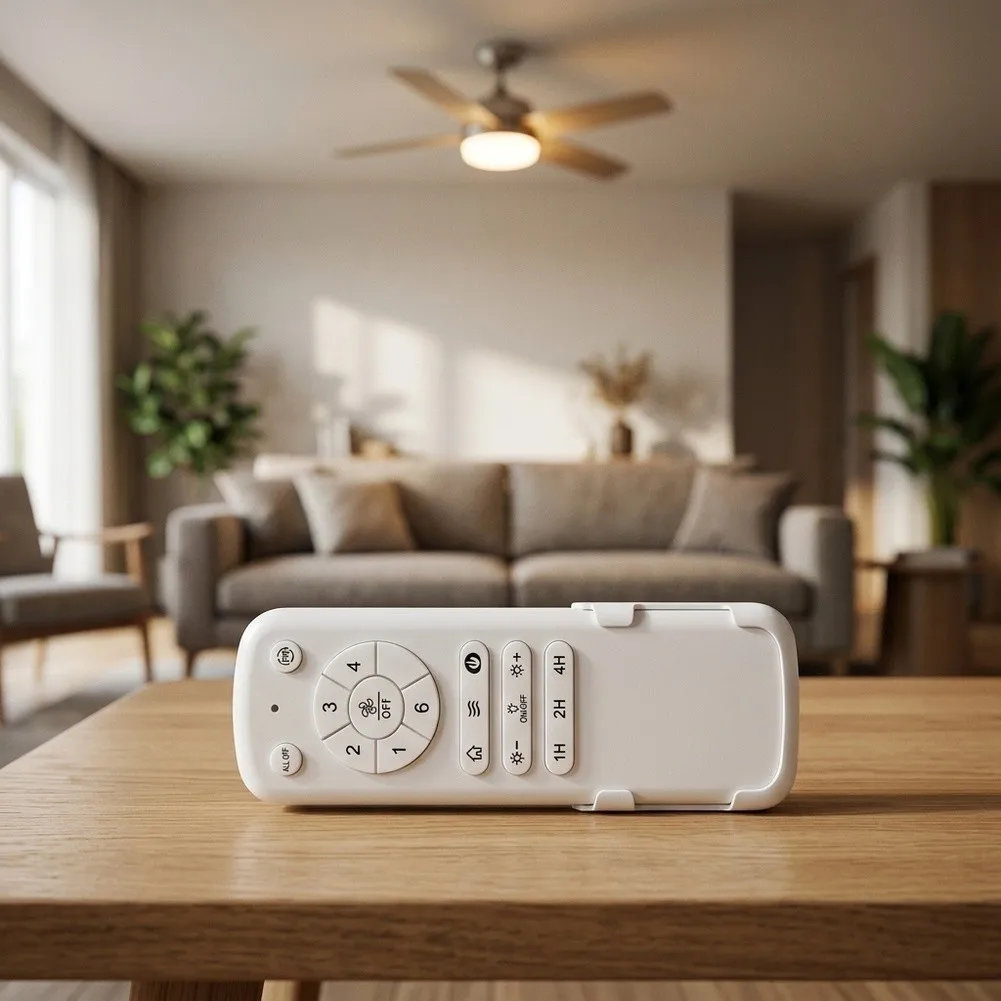 White ABS Ceiling Fans Lights Remote Control With 6 Speeds Stepless Dimming For Home Lighting And Airflow Adjustment Tool