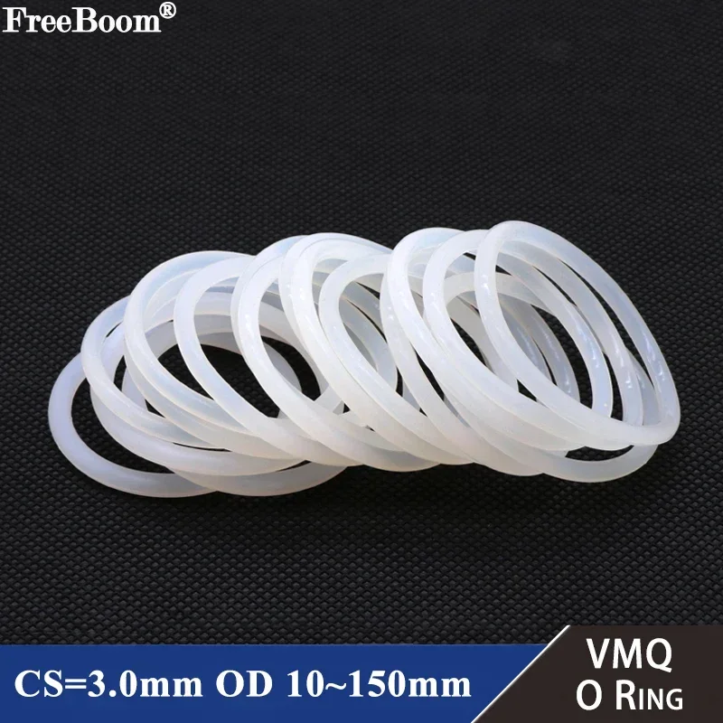 10/50Pcs VMQ O Ring Gasket CS 3mm OD 10 ~ 150mm Silicone Food Grade  O-rings Silicon ring High Temperature Gasket White