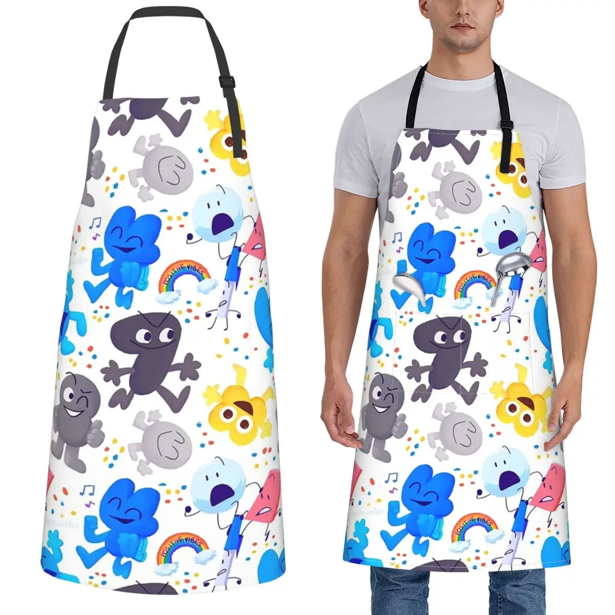 

Bfdi Pattern Apron Chef Cooking Cuisine Tablier Waterproof Bib Kitchen Cleaning Pinafore for Women Men Painting