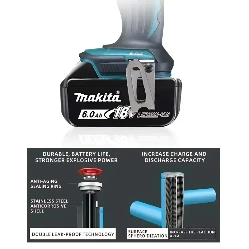 100% originální náhradní baterie Makita 18V 6,0Ah BL1850b BL1850 BL1860 BL1860 BL1830 BL1815 BL1840 LXT400 pro nářadí Makita - náhled 5