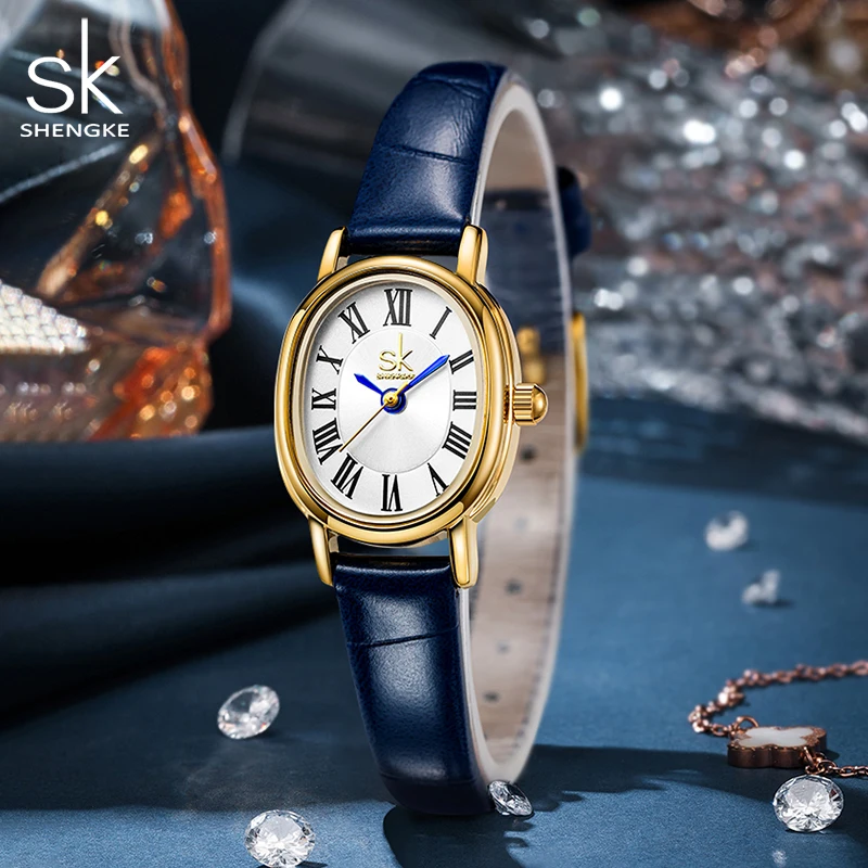 Shengke SK Elegant Woman Quartz Wristwatches Alloy Clock Buckle 3Bar Waterproof Fashion Casual Ladies Leather Watch Montre Femme