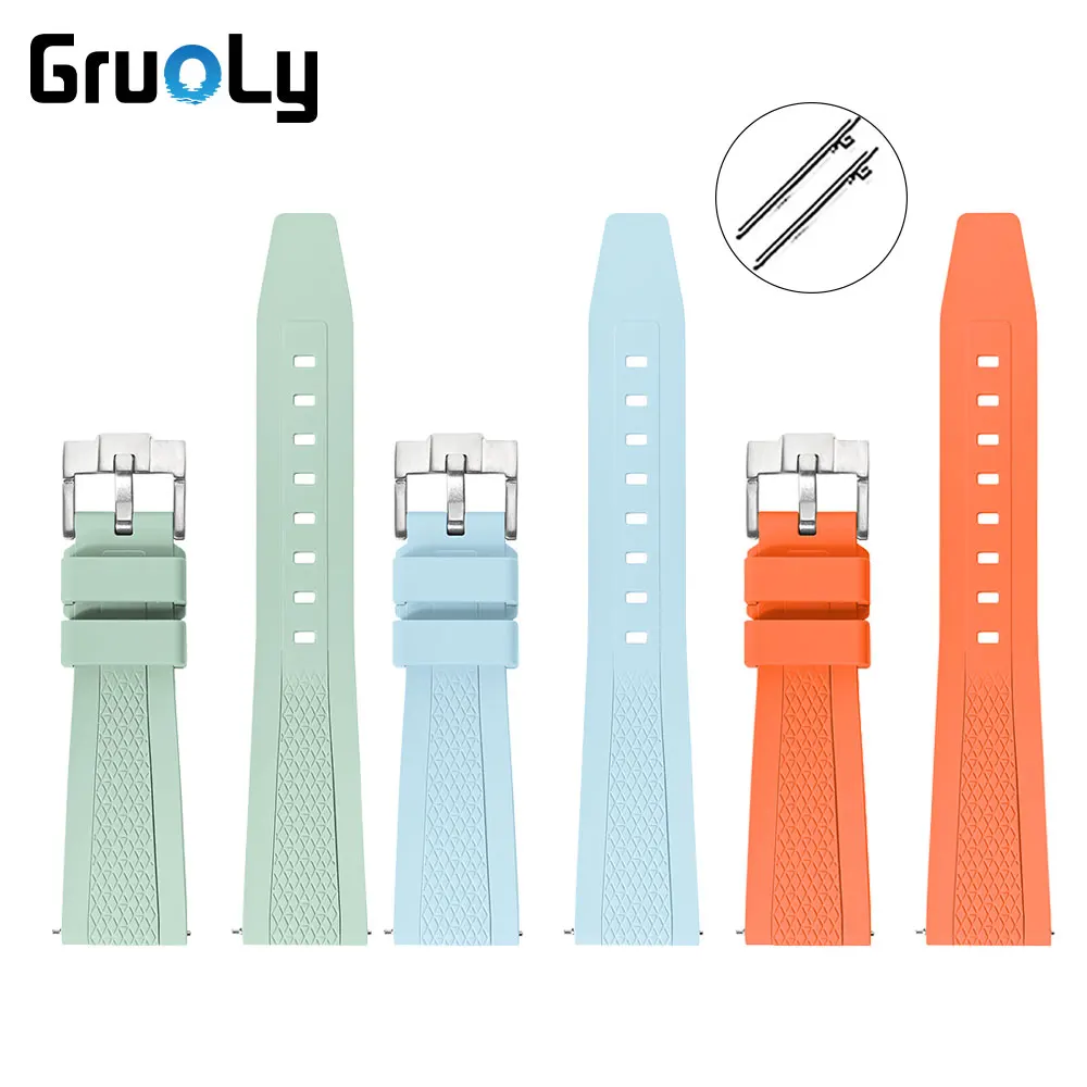 Pulseira de silicone líquido para relógio, pulseira universal de liberação rápida de 20mm 22mm para huawei gt4/5 para seiko