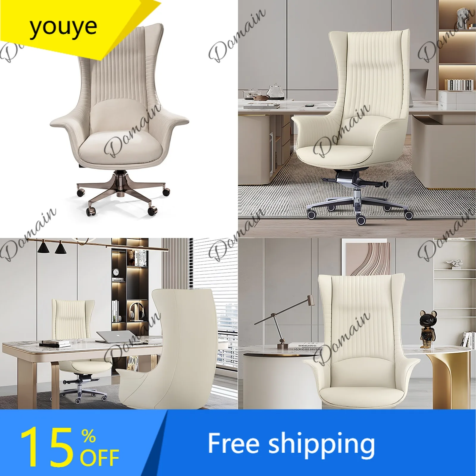 Cv Designer High Back Executive Office Chair Swivel Boss Chair Luxury Italian Style Comfortable Home Study Desk Chair