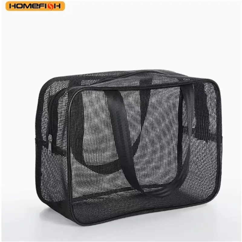 HOMEFISH Portable Mesh Shower Storage Bag, Large Capacity Bathroom Wash Bag, Travel Cosmetics & Sundries Storage Bag