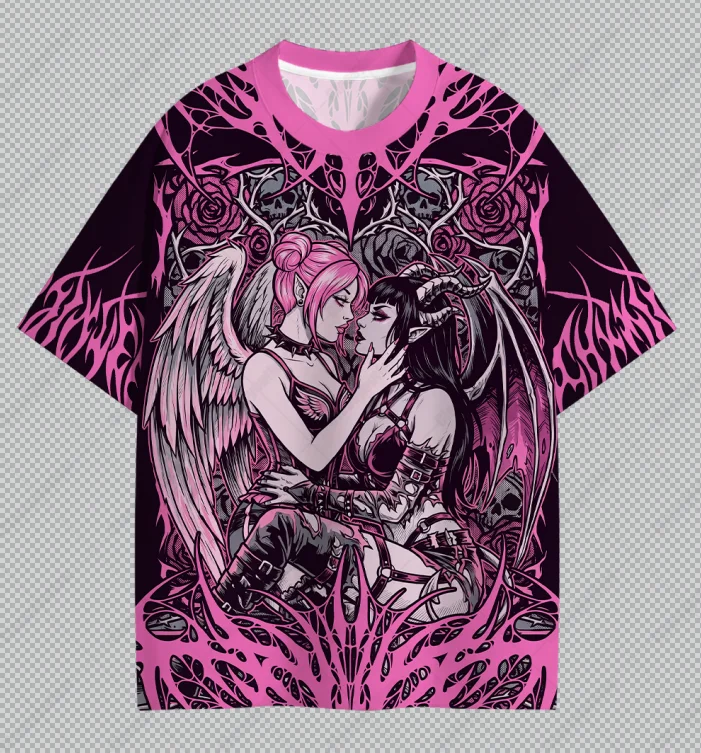 Halloween Girl All Printed Short Sleeved Y2K Street Fashion Loose Round Neck T-shirt with Multiple Colors To Choose From