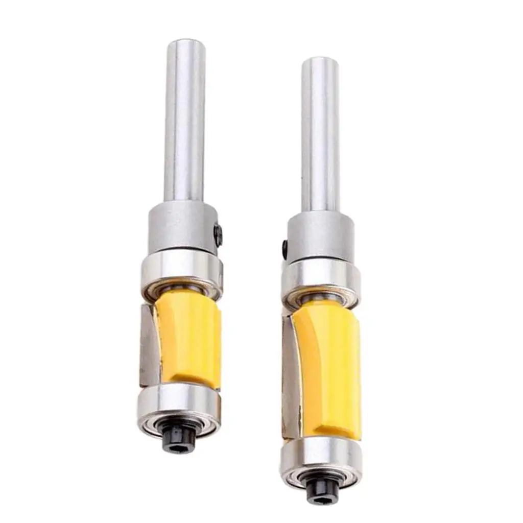 Straight Flush Trim Router Bit, Rolamento superior e inferior, 1 4 Shank, 2 pcs