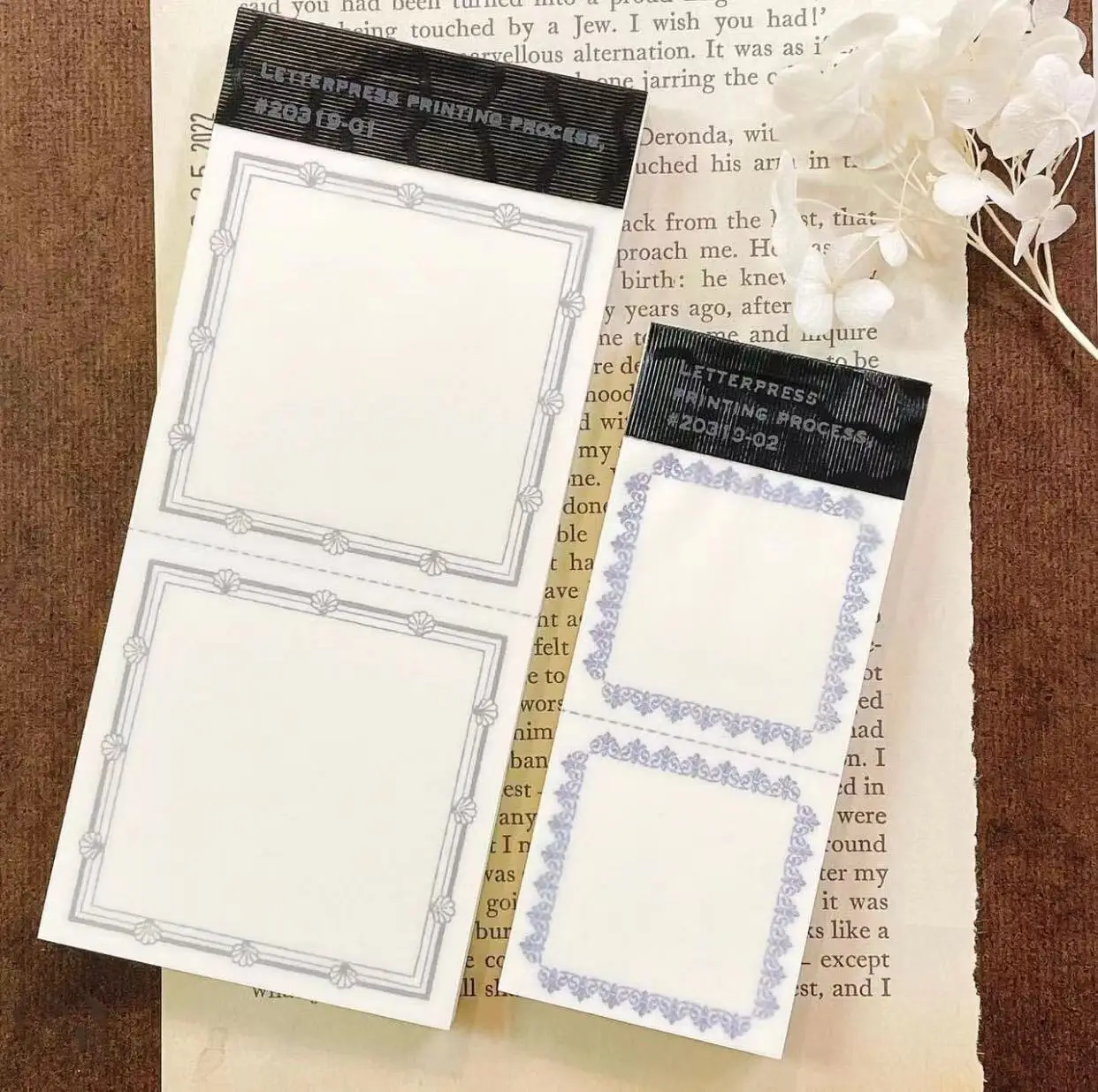 Retro Blue Brown Frames Notepad Memo Set Planner DIY Scrapbooking Card Making Decoration