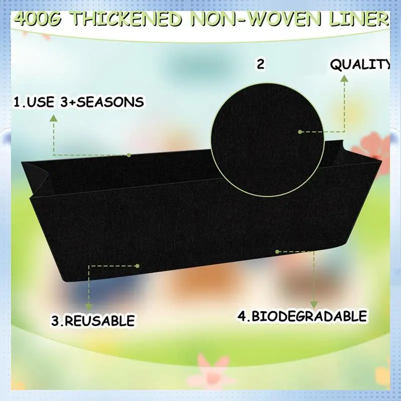 

AD-4Pcs 24-дюймовый сменный фетровый вкладыш для кокосов для кашпо, тканевые вкладыши для подвешивания корзин, прямоугольный контейнер для посадки, прочный