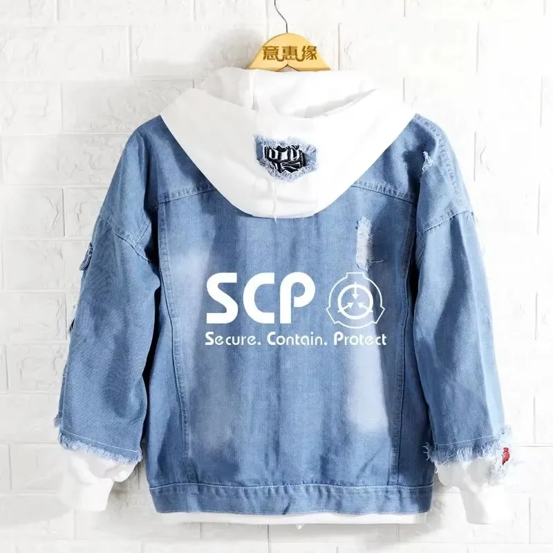 

New Special Containment Procedures Foundation Hoodie SCP Anime Coat Spring Autumn Men Women Fashion Jeans Denim Jacket