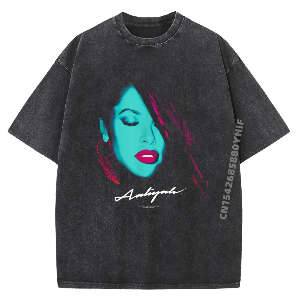 

Ripple Junction x Aaliyah Portrait Latest Male T Shirt Printed Short Sleeve Luxury Designer Tops & Tees Retro Washed Tee Shirt