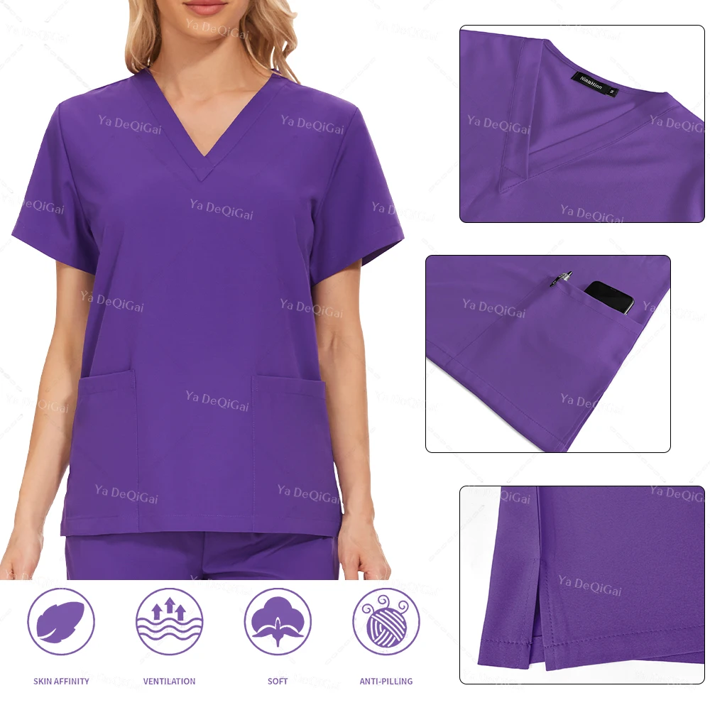 New Straight Pants Scrubs Set Medical Uniforms Stretch Tops With Pocket Nurse Uniform Surgery Suits Nursing Workwear Accessories