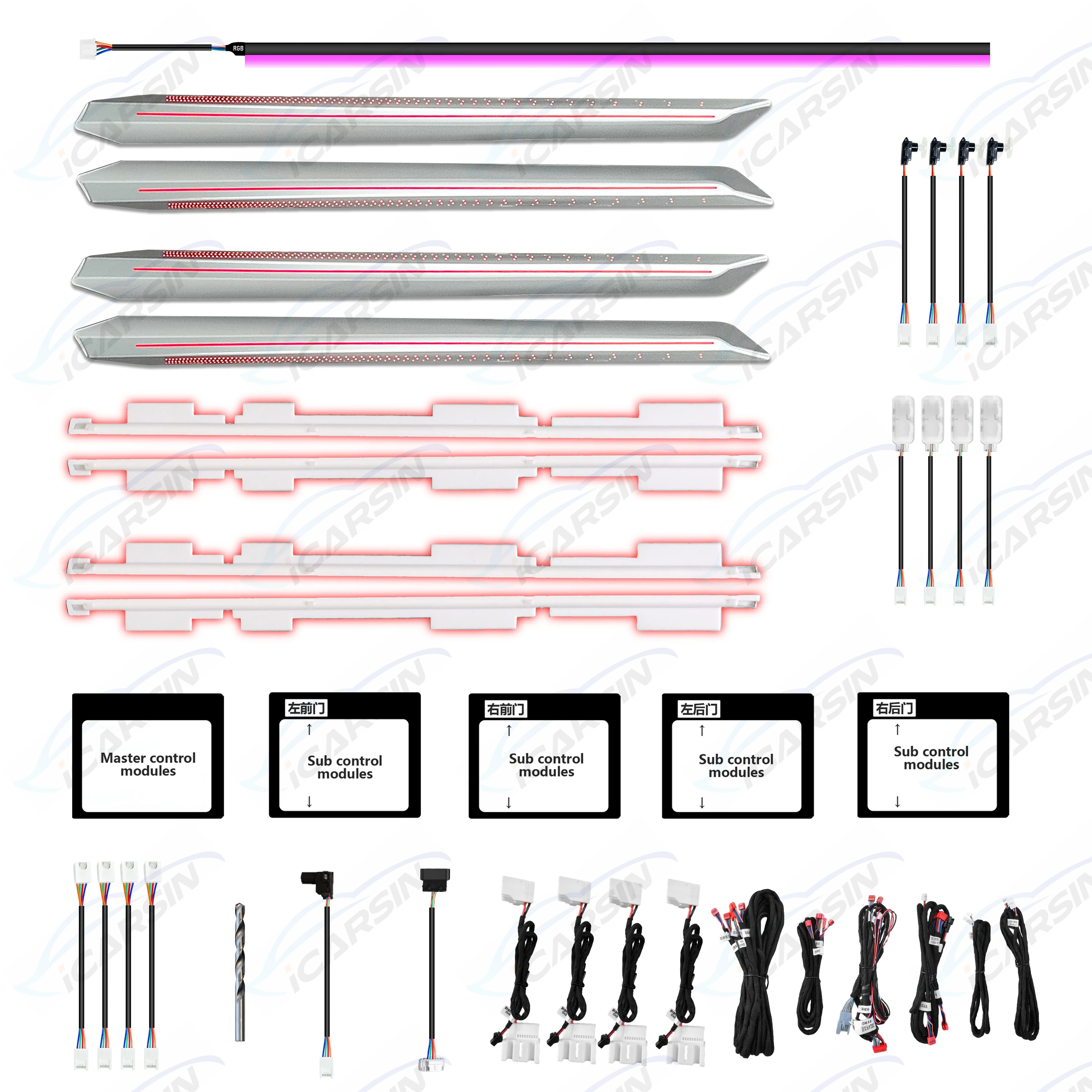 ترقية 64 ألوان LED إضاءة محيطة لـ A3 8Y 2021 إلى 2024 ملحقات الإضاءة الداخلية أضواء باب لوحة القيادة